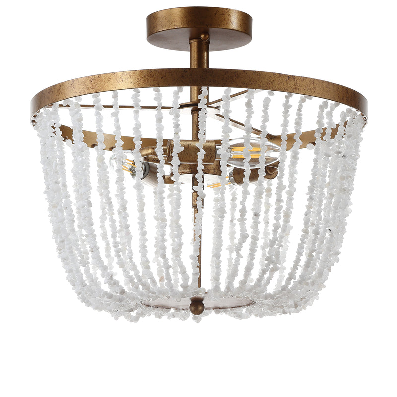 Jonathan Y Georgian 15" Stone/Metal LED Flush Mount
