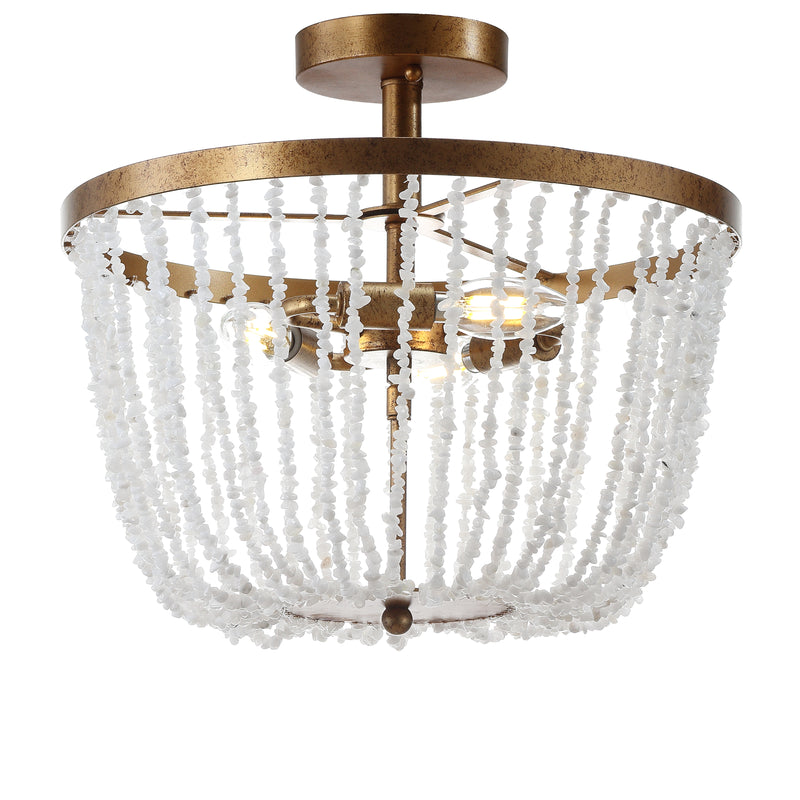 Jonathan Y Georgian 15" Stone/Metal LED Flush Mount