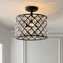 Jonathan Y Gabrielle 13" Crystal/Metal LED Semi-Flush Mount