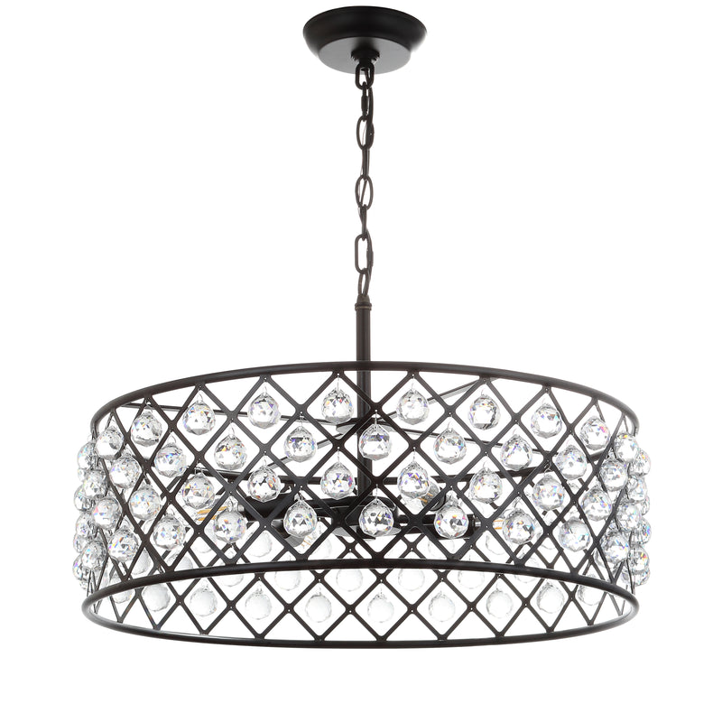 Jonathan Y Gabrielle 23" Crystal/Metal LED Pendant