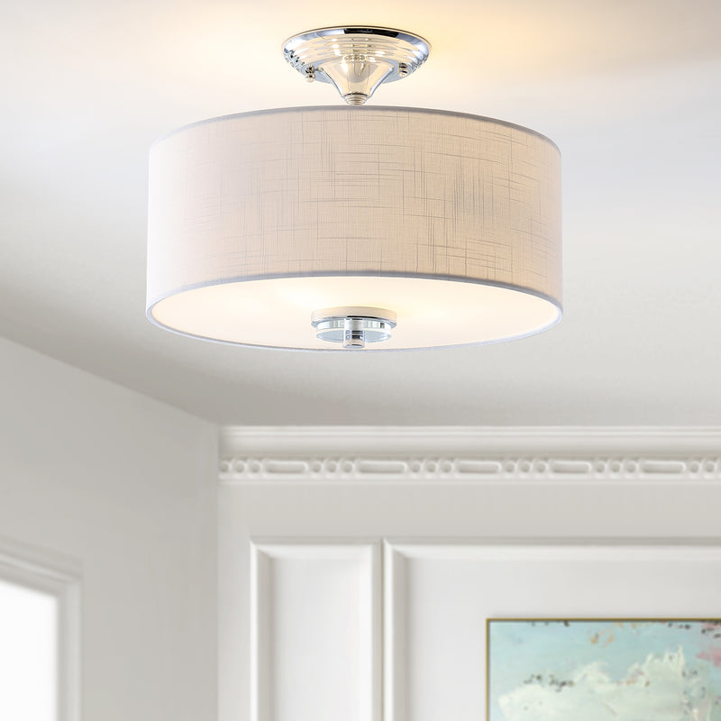 Jonathan Y Marc 15" Metal/Crystal LED Semi-Flush Mount