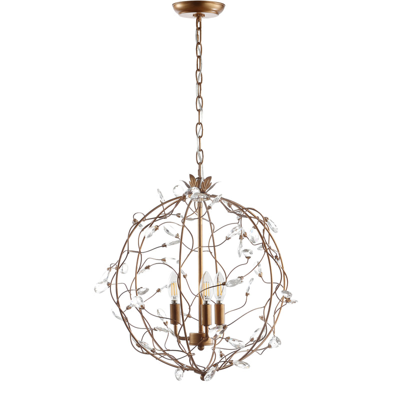 Jonathan Y Isabelle 20" Adjustable Metal/Glass LED Pendant