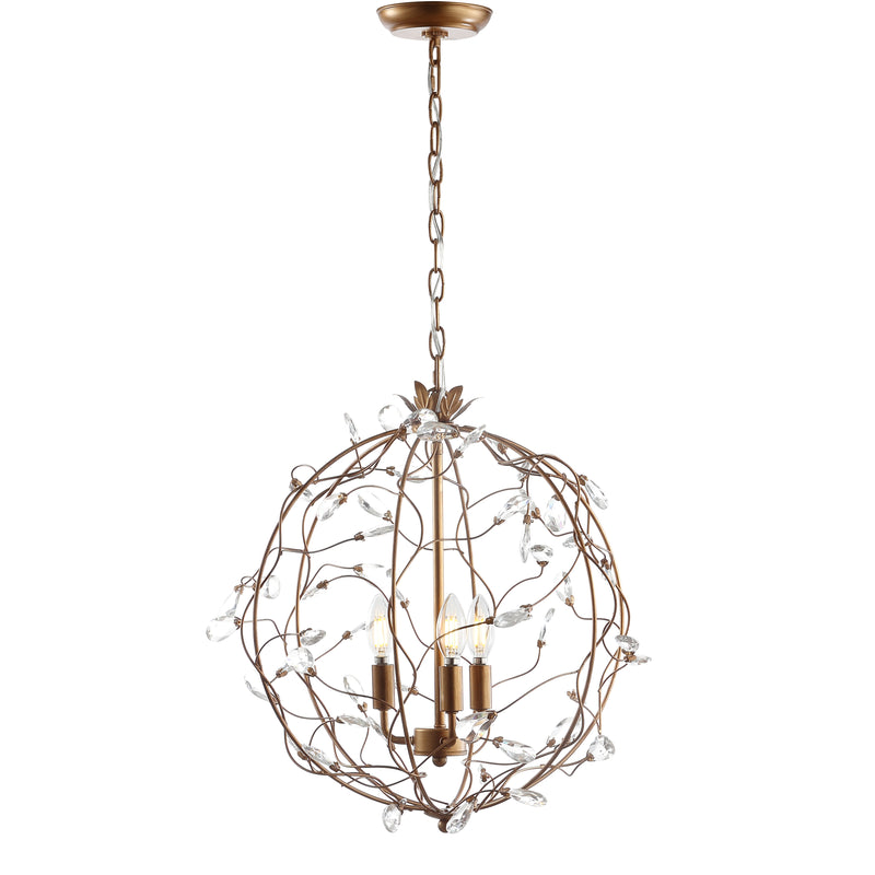 Jonathan Y Isabelle 20" Adjustable Metal/Glass LED Pendant