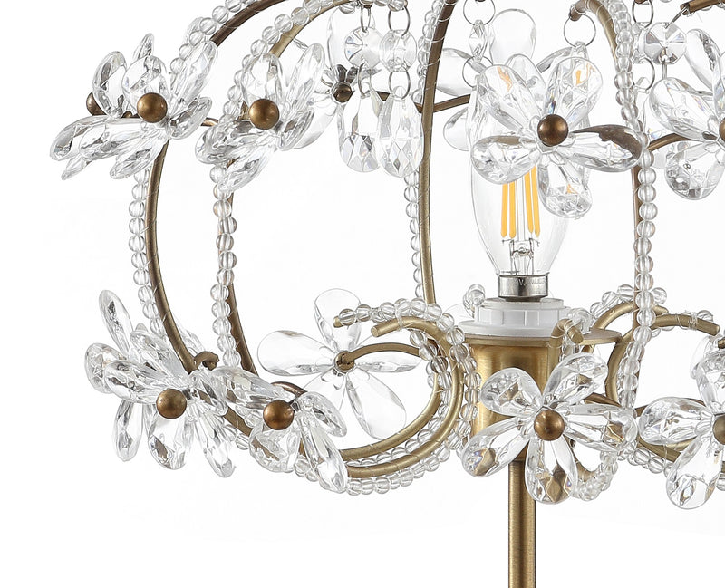 Jonathan Y Clara 20.5" Crystal Flower Beaded Girandole Metal/Acrylic LED Table Lamp