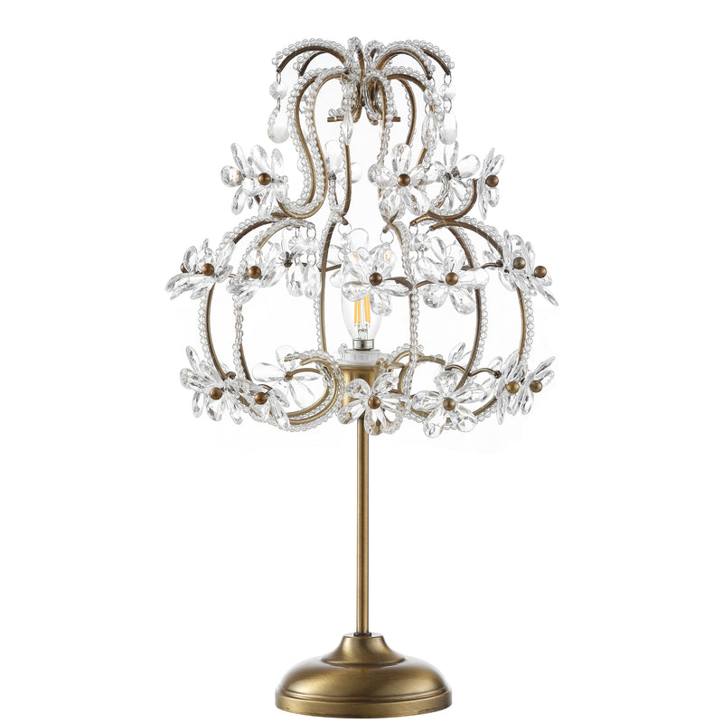 Jonathan Y Clara 20.5" Crystal Flower Beaded Girandole Metal/Acrylic LED Table Lamp