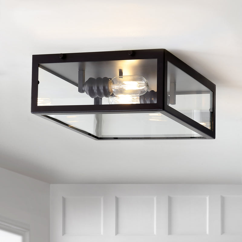 Jonathan Y Grayson 12" Metal/Glass LED Flush Mount