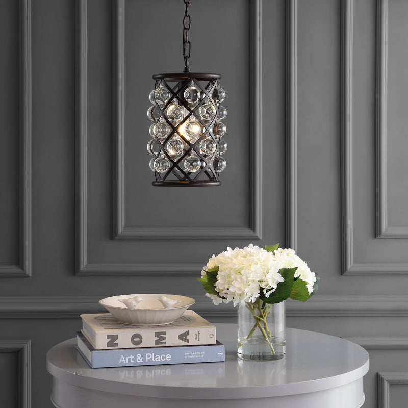 Jonathan Y Gabrielle 8" Metal/Crystal LED Pendant