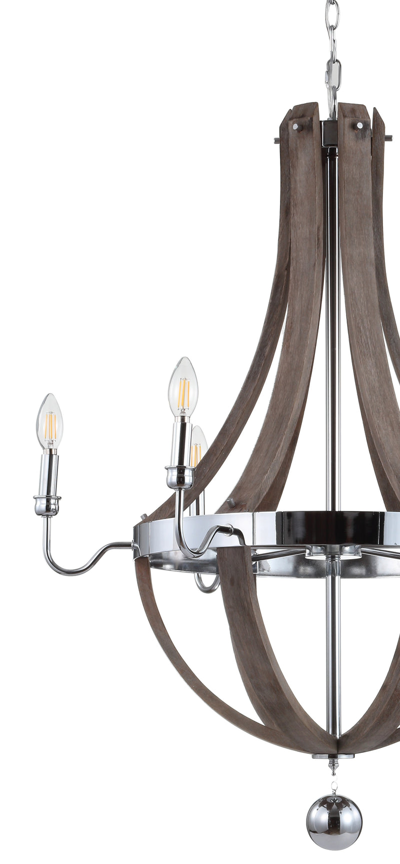 Jonathan Y Georgia 30" Wood/Metal Adjustable LED Chandelier