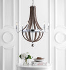 Jonathan Y Georgia 30" Wood/Metal Adjustable LED Chandelier