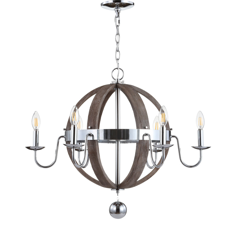 Jonathan Y Georgia 28.5" Wood/Metal Adjustable LED Chandelier