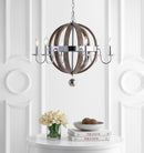 Jonathan Y Georgia 28.5" Wood/Metal Adjustable LED Chandelier