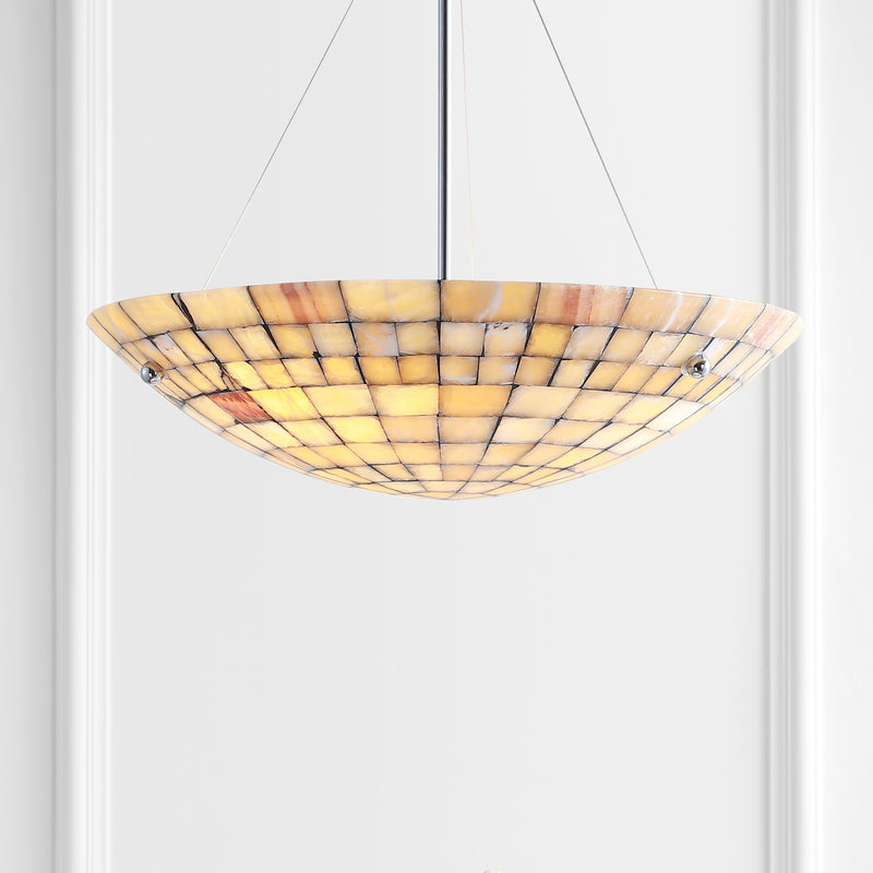 Jonathan Y Sheila 24" Marble/Metal LED Pendant