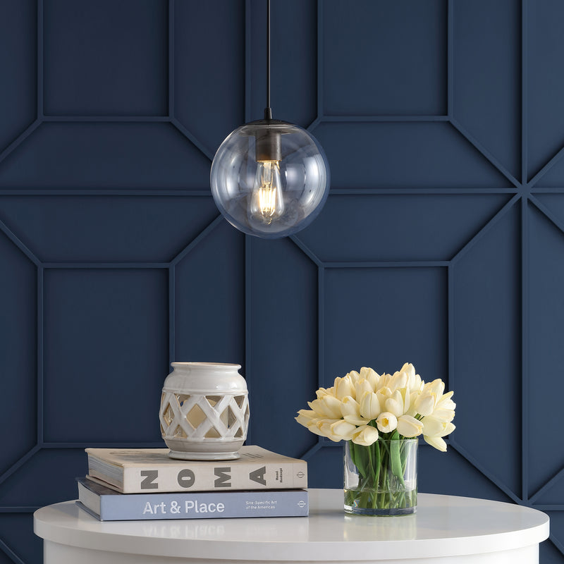 Jonathan Y Bleecker 7.75" Metal/Glass Globe LED Pendant