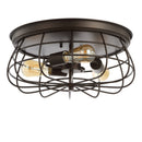 Jonathan Y Calvia 15.7" 3-Light Farmhouse Metal Cage Flush Mount
