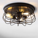 Jonathan Y Calvia 15.7" 3-Light Farmhouse Metal Cage Flush Mount