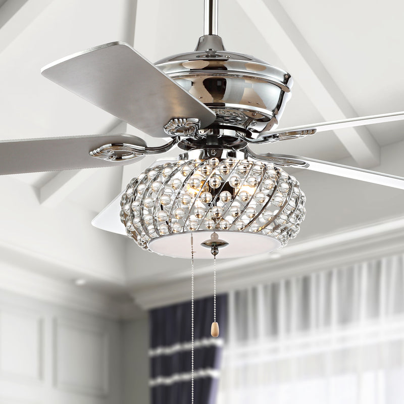 Jonathan Y Crista 52" 3-Light Metal/Wood LED Ceiling Fan