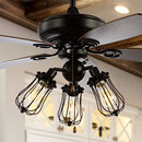 Jonathan Y Lucas 52" Caged 3-Light Metal/Wood LED Ceiling Fan
