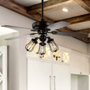 Jonathan Y Lucas 52" Caged 3-Light Metal/Wood LED Ceiling Fan