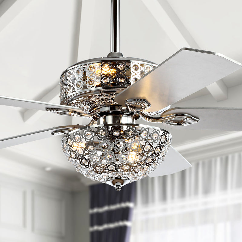 Jonathan Y Zara 52" Filigree 6-Light Metal/Wood LED Ceiling Fan