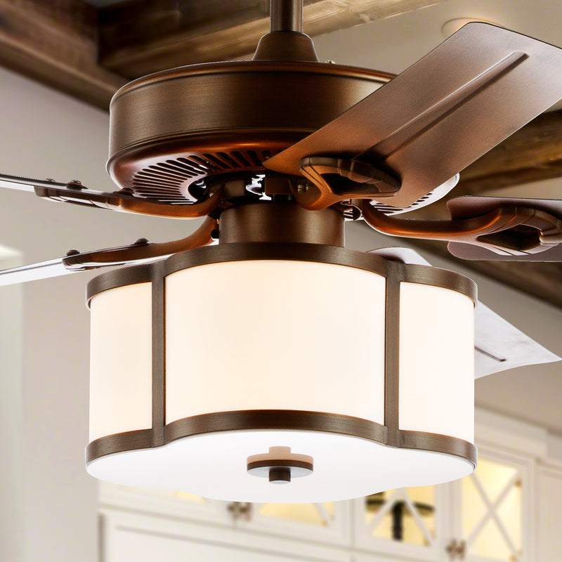 Jonathan Y Edith 52" 3-Light Metal/Wood LED Ceiling Fan With Remote