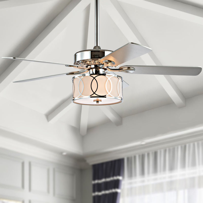 Jonathan Y Circe 52" 3-Light Drum Shade LED Ceiling Fan With Remote