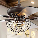 Jonathan Y Joanna 52" 3-Light Bronze Crystal LED Ceiling Fan With Remote