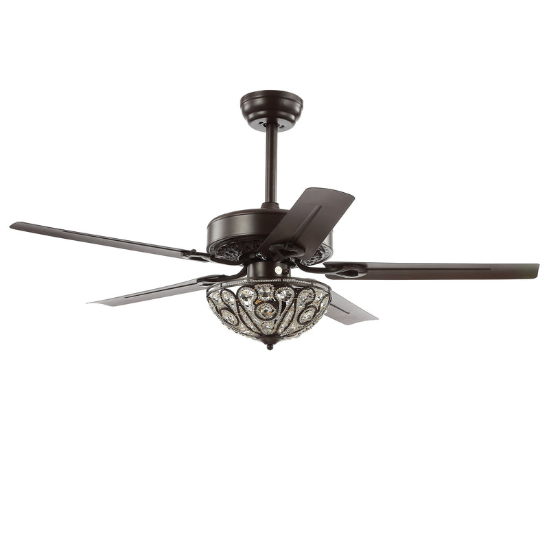 Jonathan Y Ali 52" 3-Light Wrought Iron LED Ceiling Fan With Remote