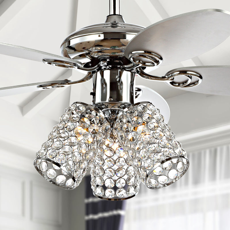 Jonathan Y Kris 42" 3-Light Crystal LED Ceiling Fan With Remote