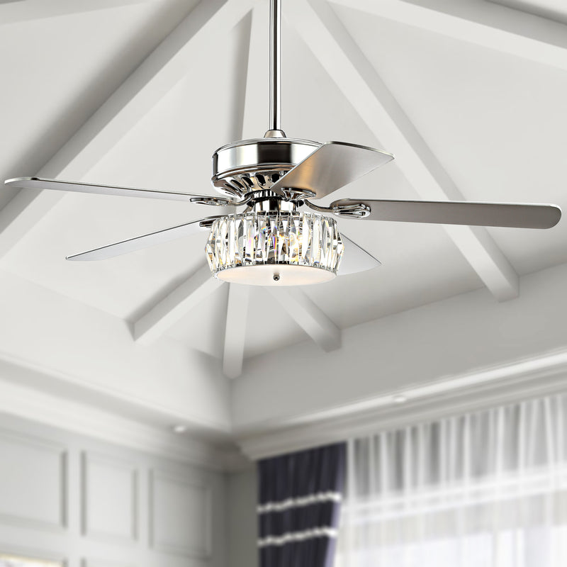 Jonathan Y Mandy 52" 3-Light Crystal Prism Drum LED Ceiling Fan With Remote