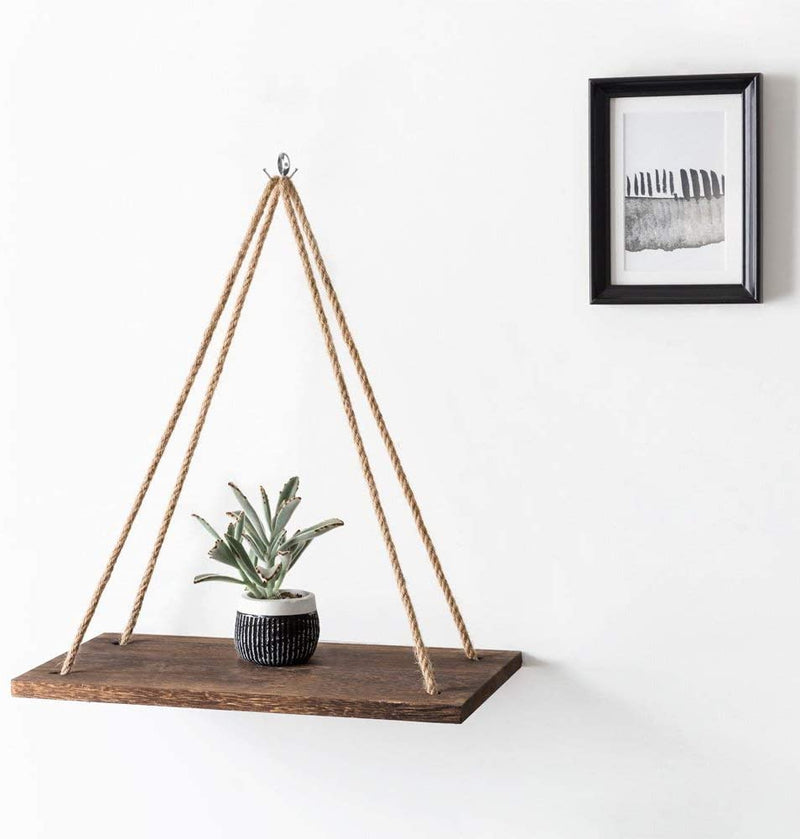 Nordic Home Rope Swing Floating Wall Shelves