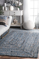 nuLOOM Hand Braided Otelia Denim And Jute Area Rug