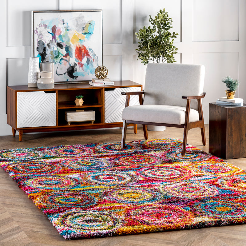 nuLOOM Kindra Circles Shaggy Area Rug